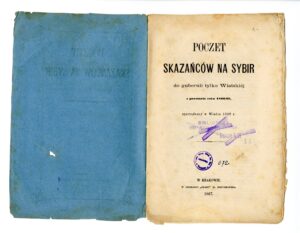 Na zdjęciu widać strone tytułową książki pt. Poczet skazańców na Sybir z 1867 r.