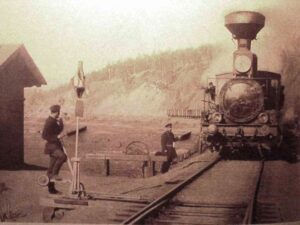 Kolej transsyberyjska, zachodnia strona stacji Khilok, obwód czytyjski, 1903. Autor nieznany, Wikimedia Commons