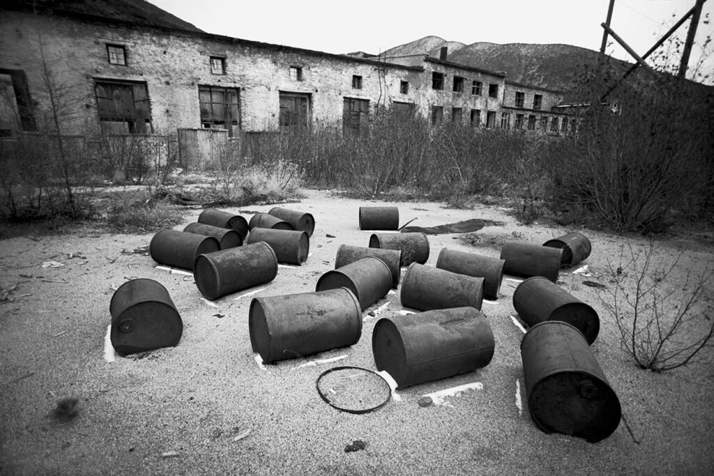 Kolyma. Old metal barrels
