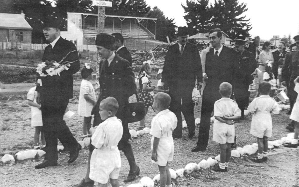 Pahiatua. Prime minister of New Zealand Peter Fraser in childrens camp